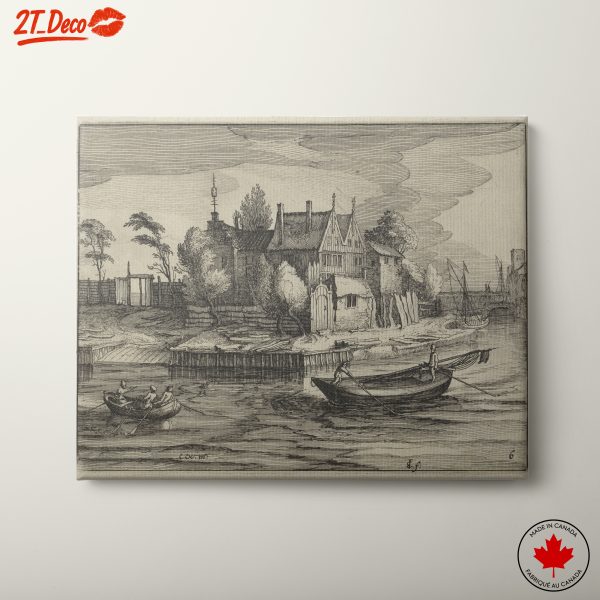 Scenic Vintage Landscape with Boats