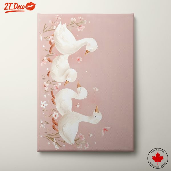 Charming Geese with Flowers