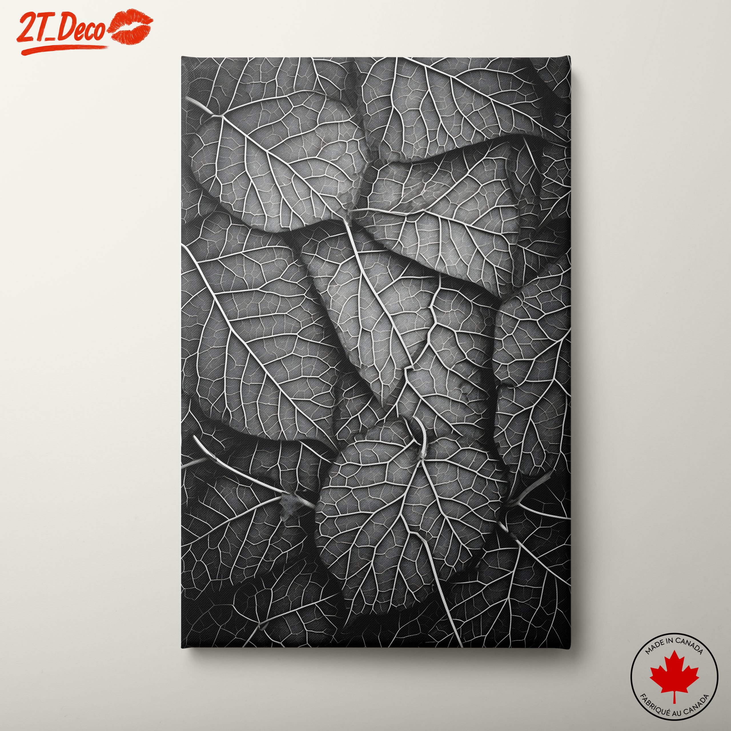 Intricate Black and White Botanical Leaf Art