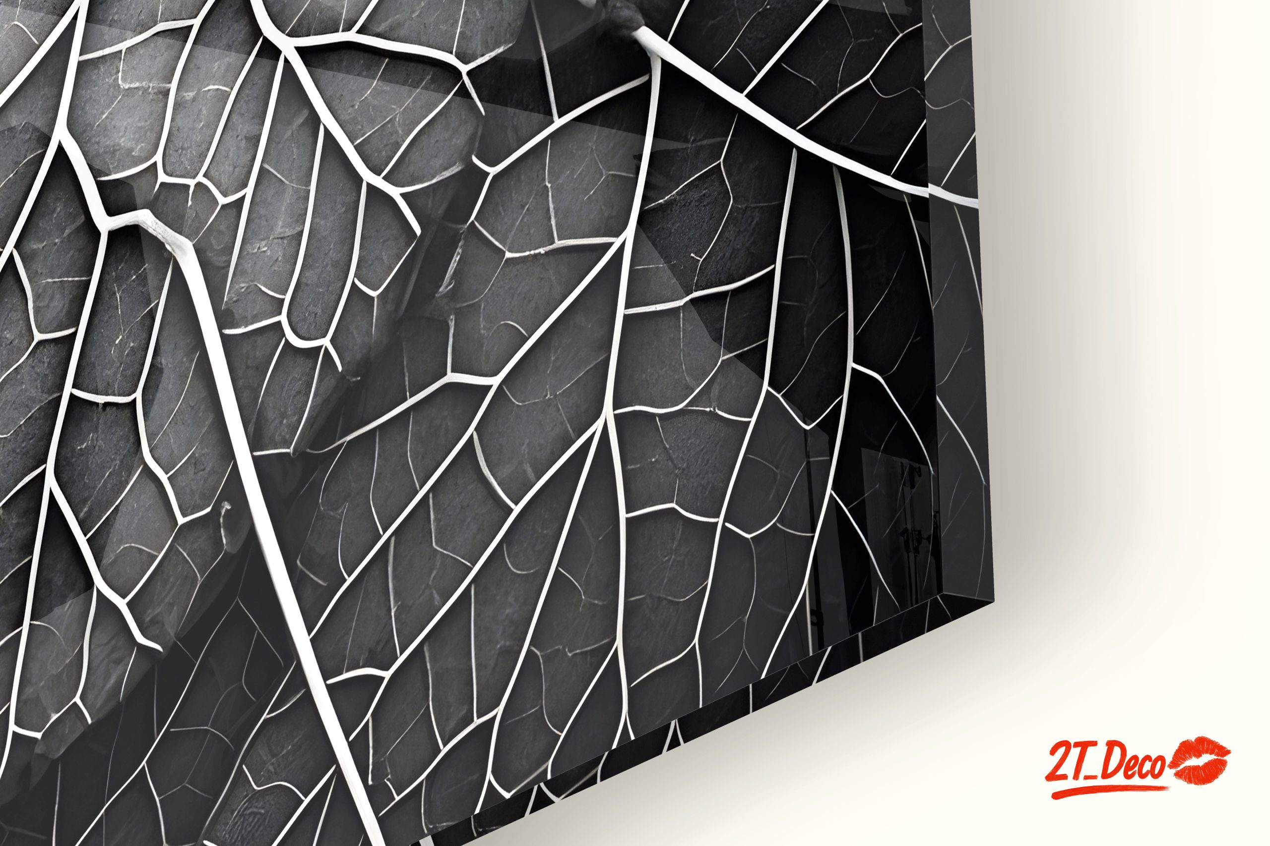 Intricate Black and White Botanical Leaf Art - Image 9