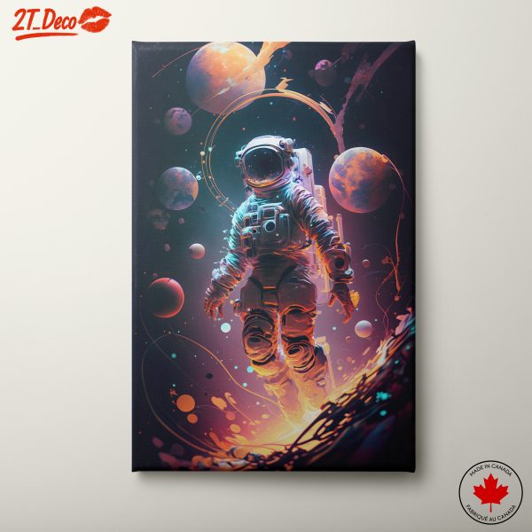 Vibrant Astronaut in Colorful Space Adventure Art