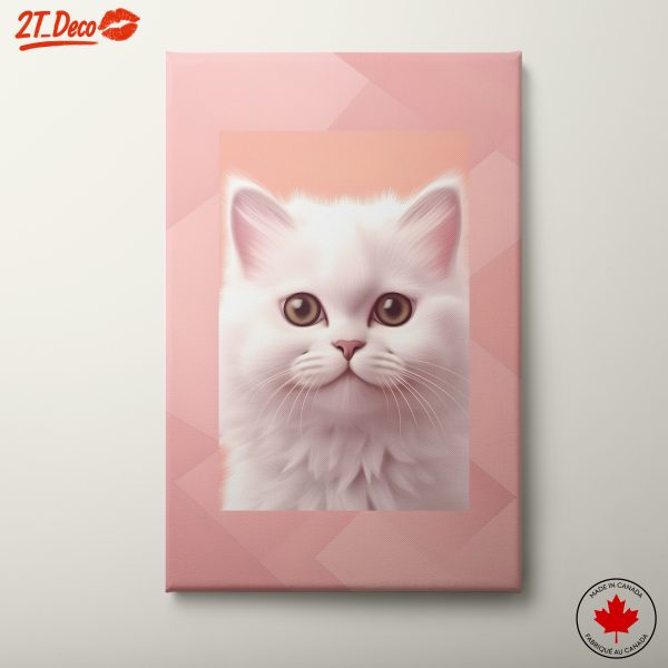 Adorable White Cat Portrait Art