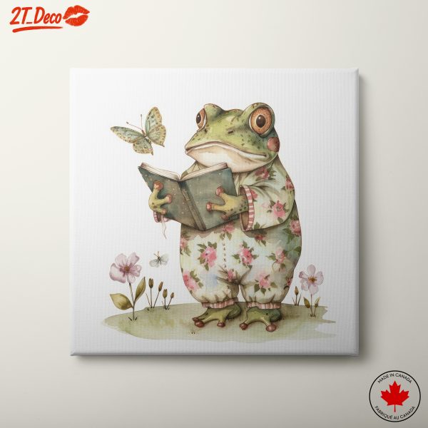 Charming Frog Reading a Book