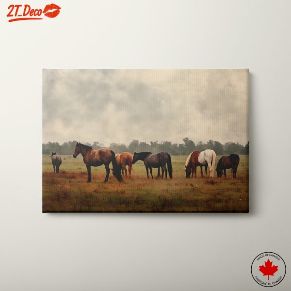 Grazing Horses in Serene Landscape