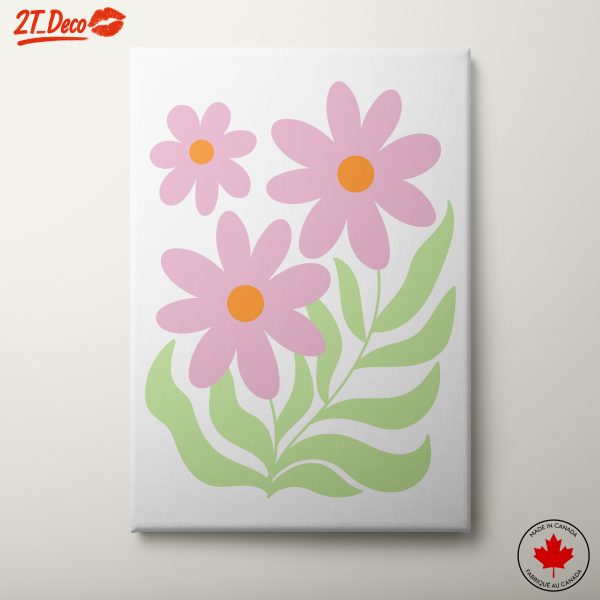 Stylized Pink Floral Art for Minimalist Decor