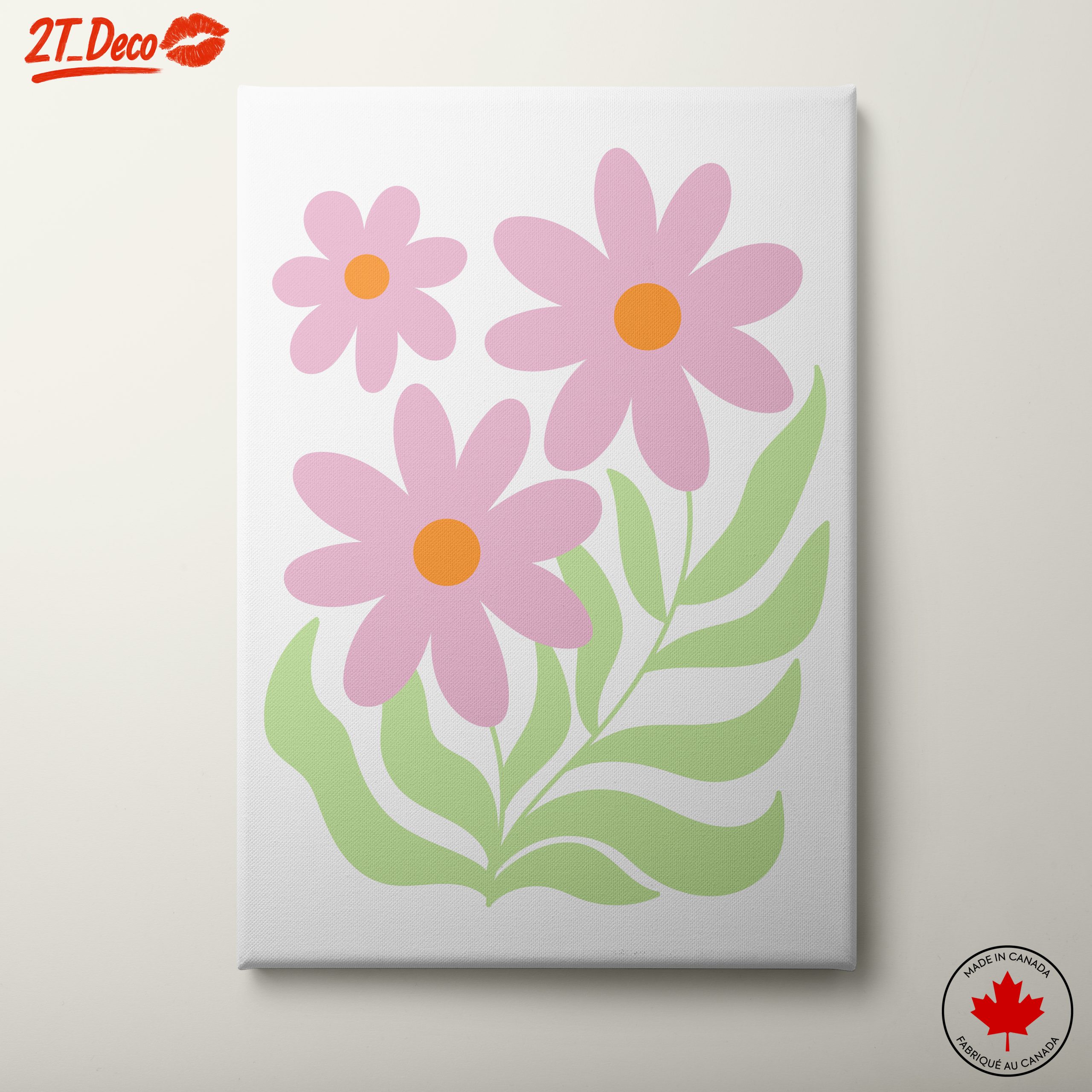 Stylized Pink Floral Art for Minimalist Decor