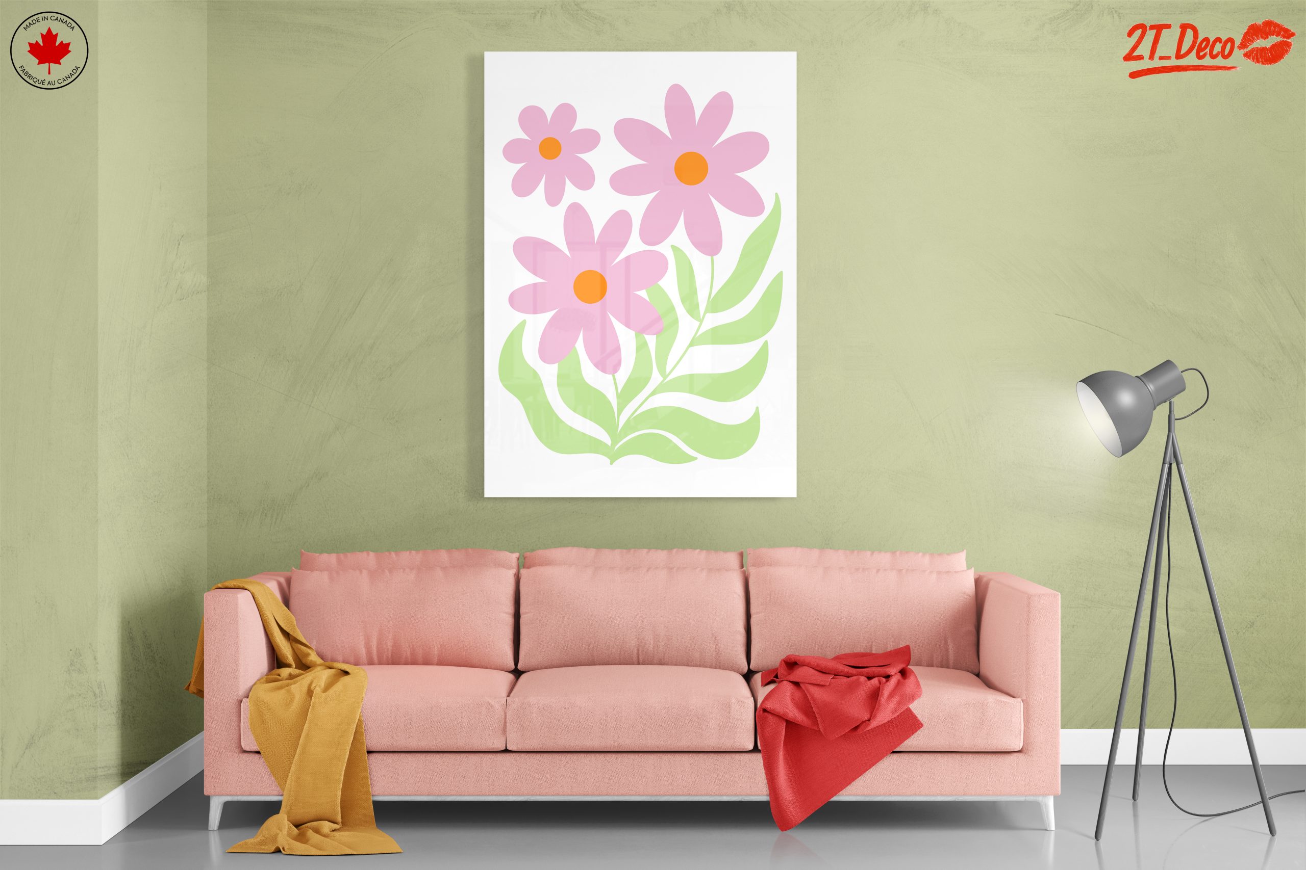 Stylized Pink Floral Art for Minimalist Decor - Image 7