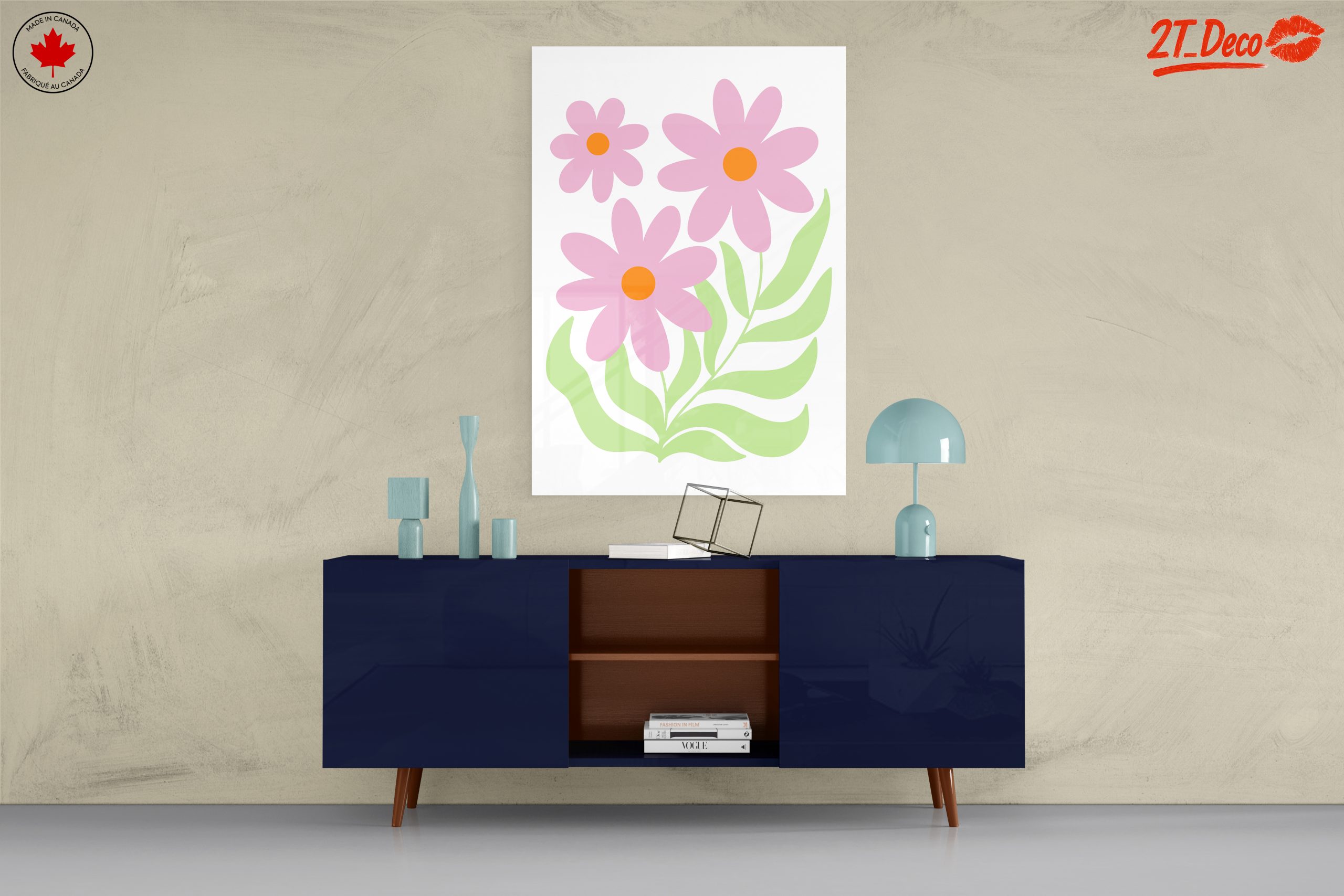 Stylized Pink Floral Art for Minimalist Decor - Image 8