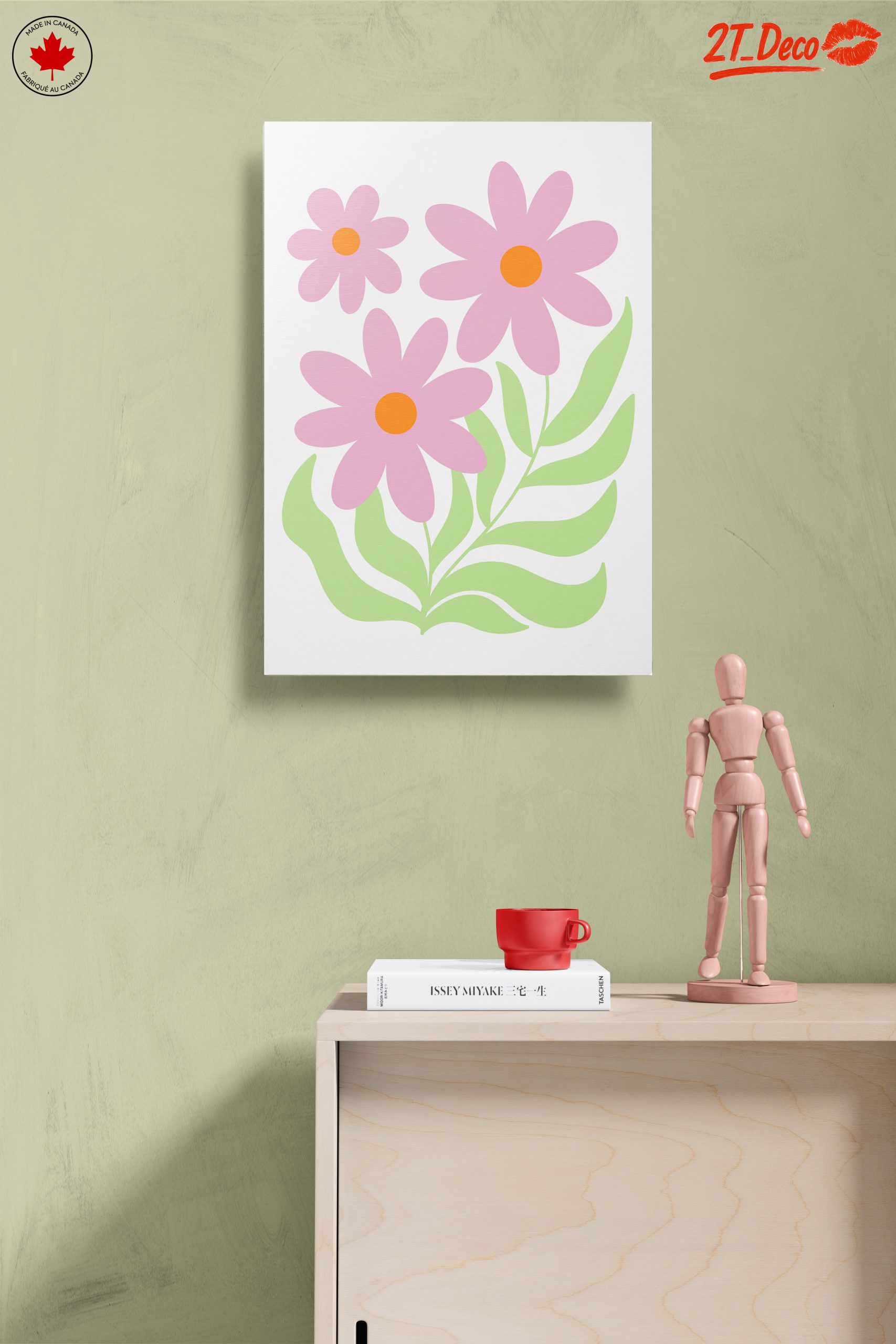 Stylized Pink Floral Art for Minimalist Decor - Image 14