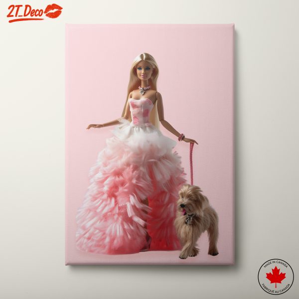 Stylized Character Art Featuring Fashionable Doll and Dog