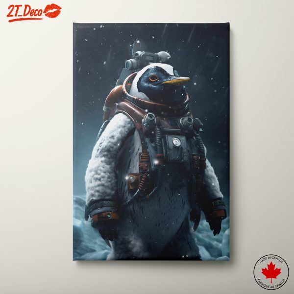 Penguin Astronaut Artwork in Cosmic Setting