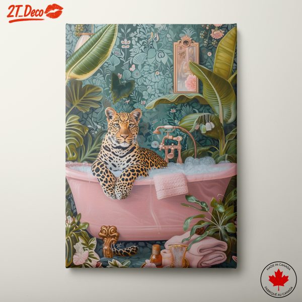Leopard in a Pink Bathtub Art