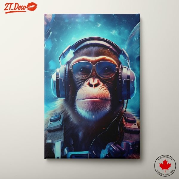 Stylish Monkey in Headphones and Sunglasses
