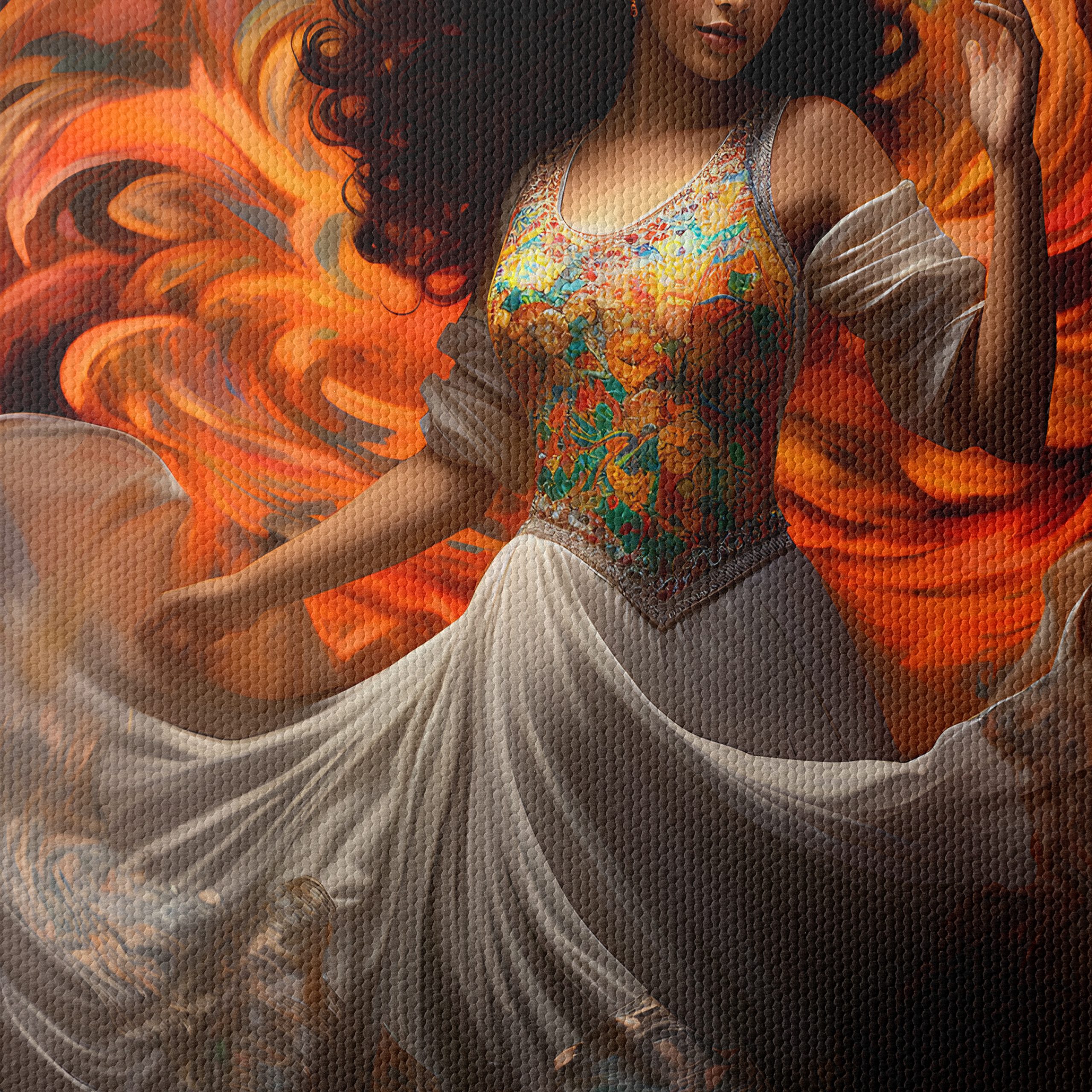 Elegant Woman Dancing in Vibrant Swirls - Image 4