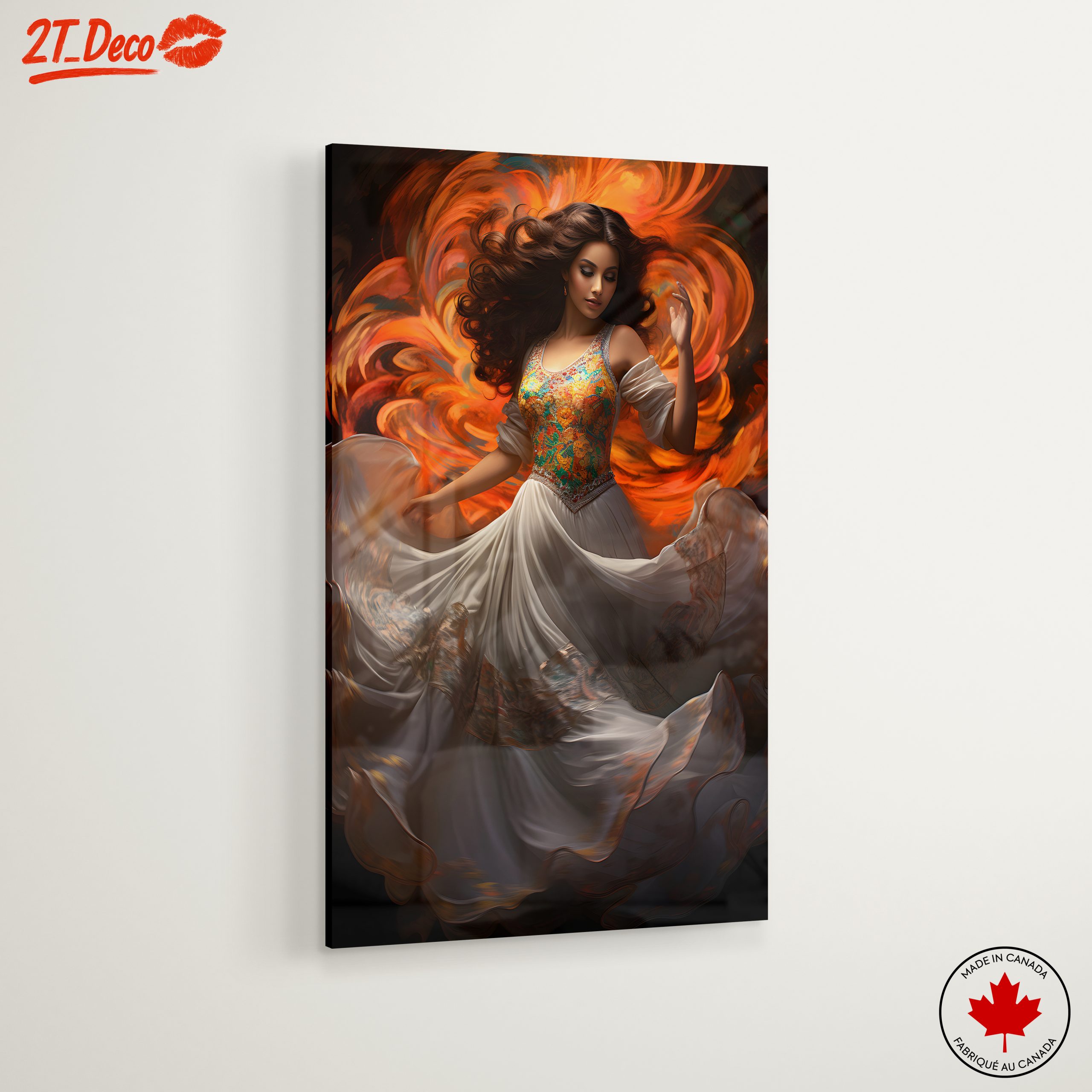 Elegant Woman Dancing in Vibrant Swirls - Image 6