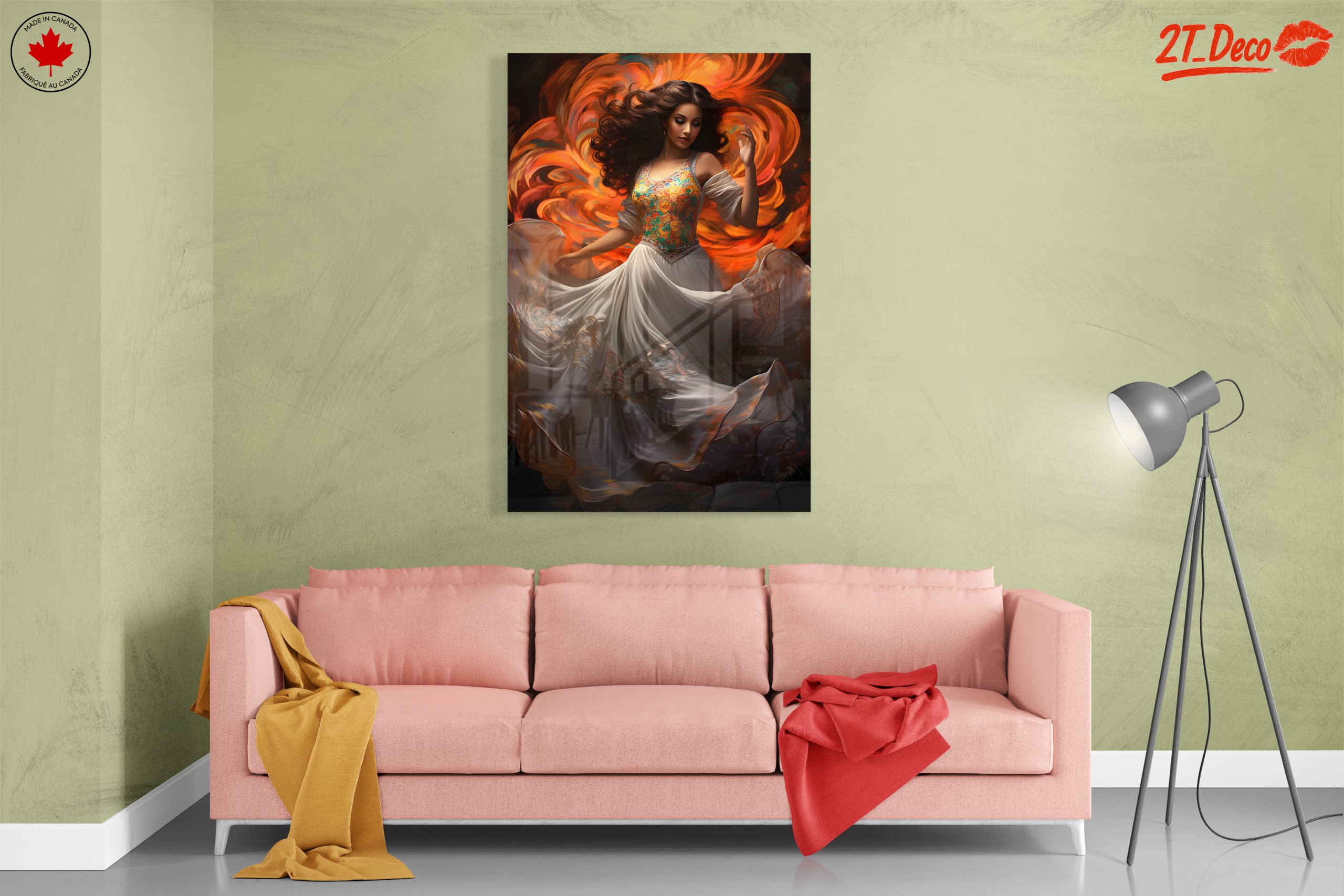 Elegant Woman Dancing in Vibrant Swirls - Image 7