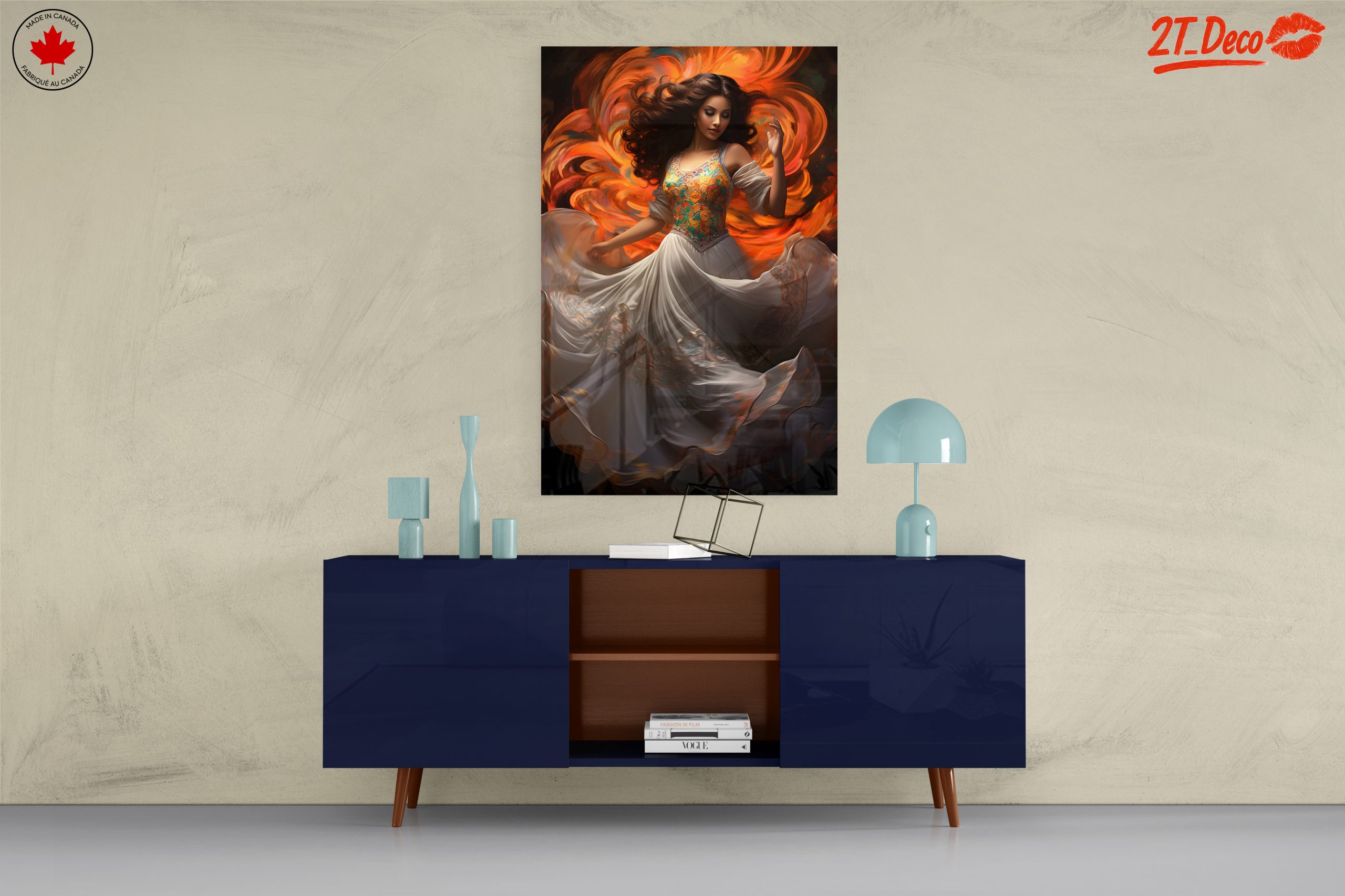 Elegant Woman Dancing in Vibrant Swirls - Image 8