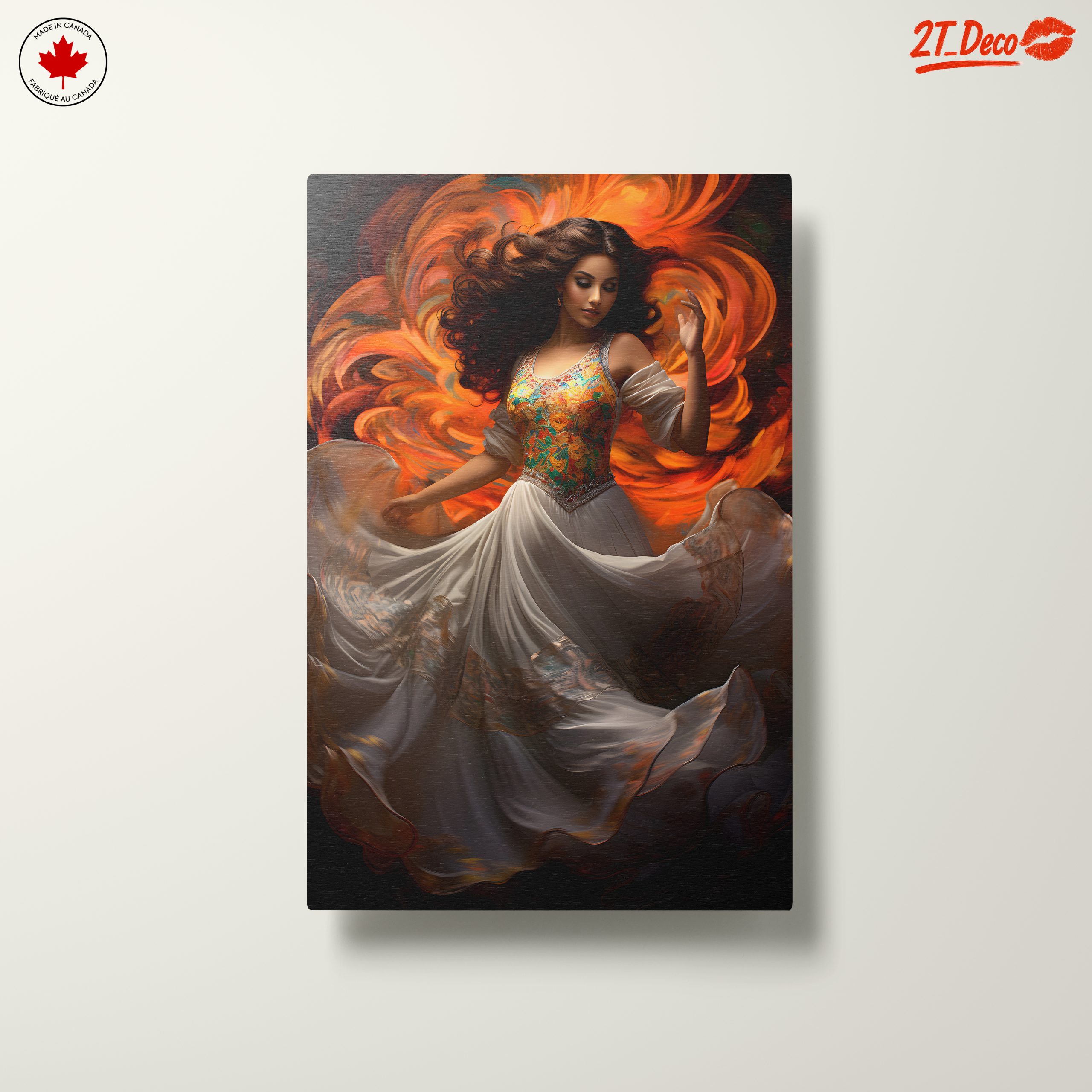 Elegant Woman Dancing in Vibrant Swirls - Image 10
