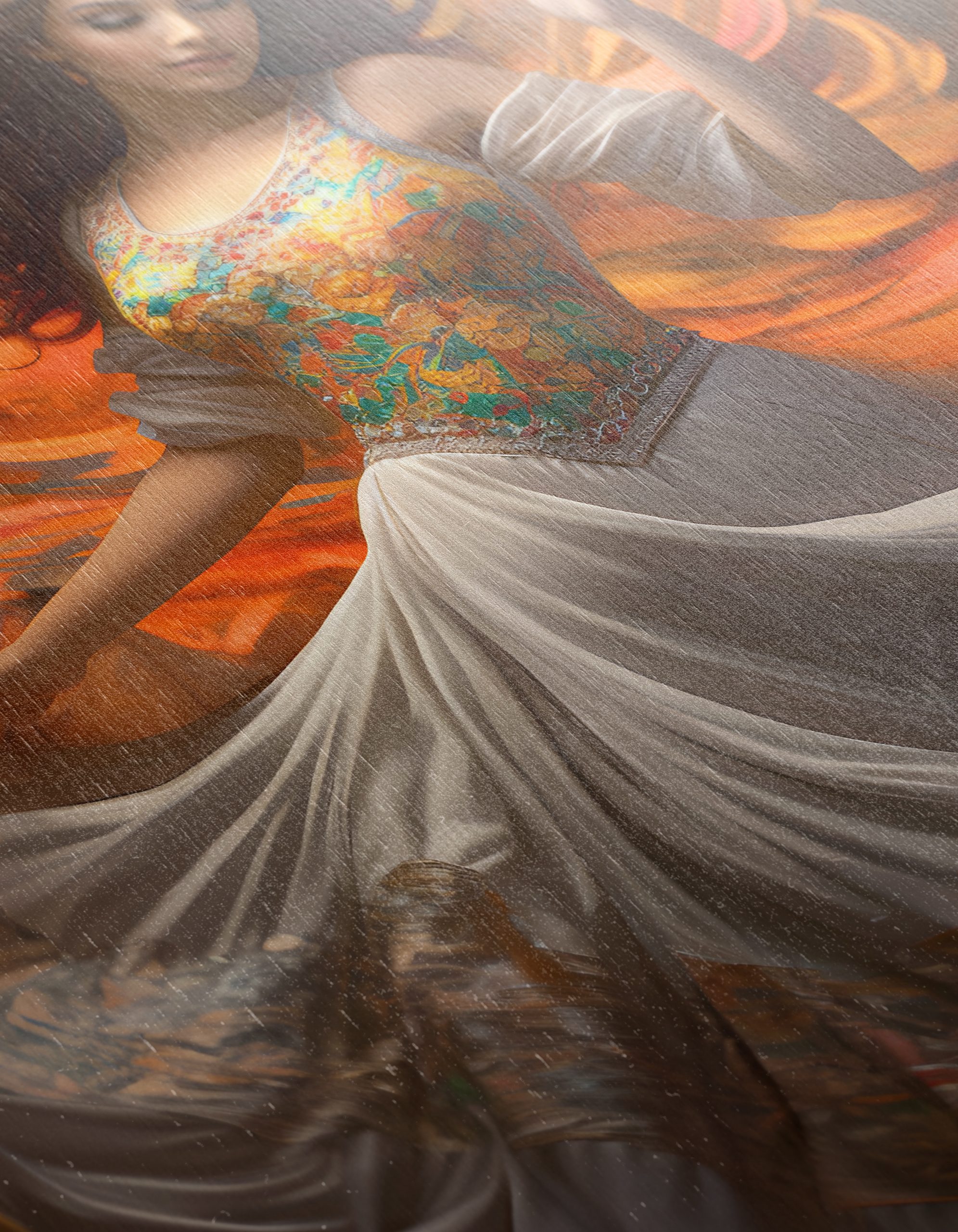 Elegant Woman Dancing in Vibrant Swirls - Image 12