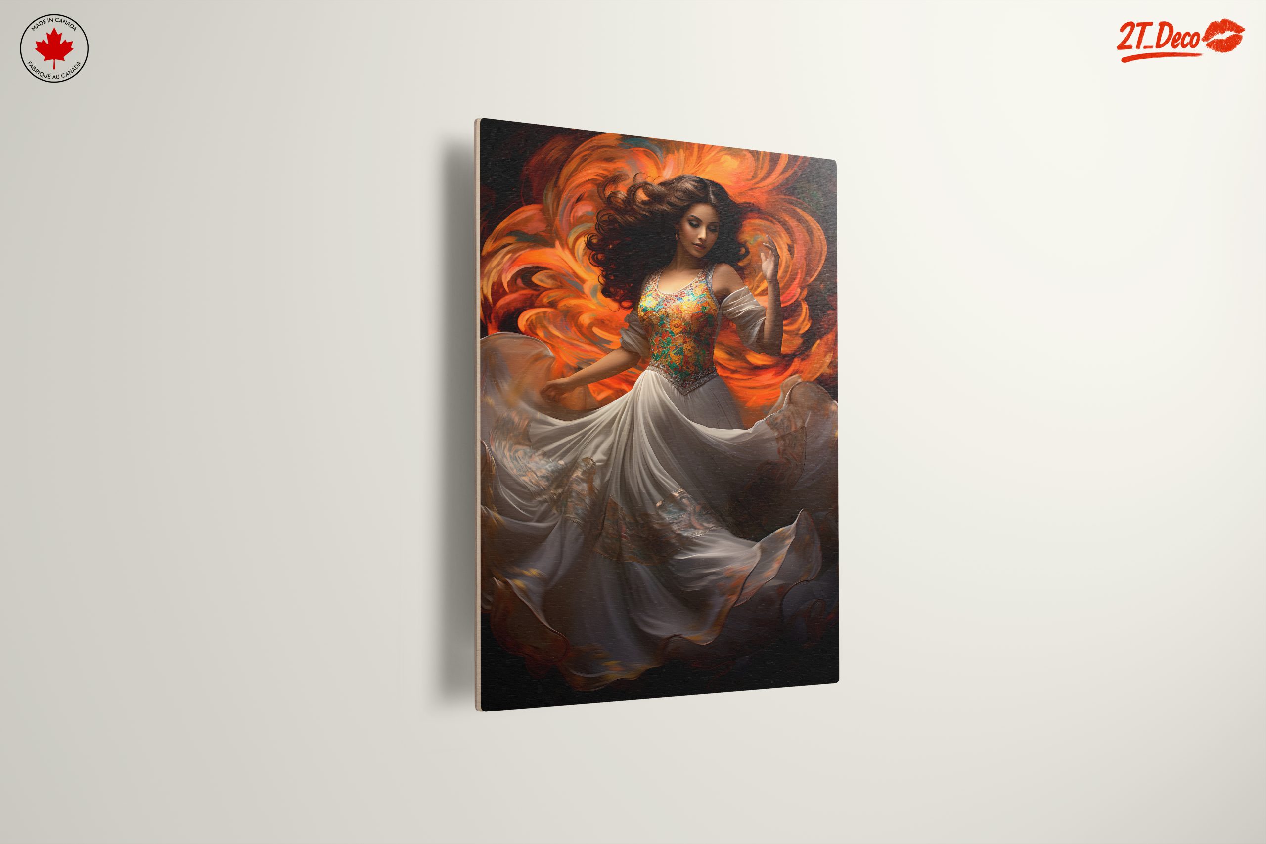 Elegant Woman Dancing in Vibrant Swirls - Image 13