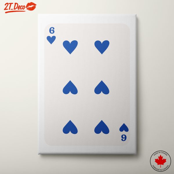 Stylized Playing Card Design Featuring Blue Hearts