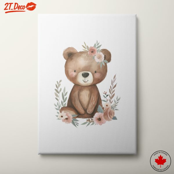 Charming Bear Surrounded by Flowers