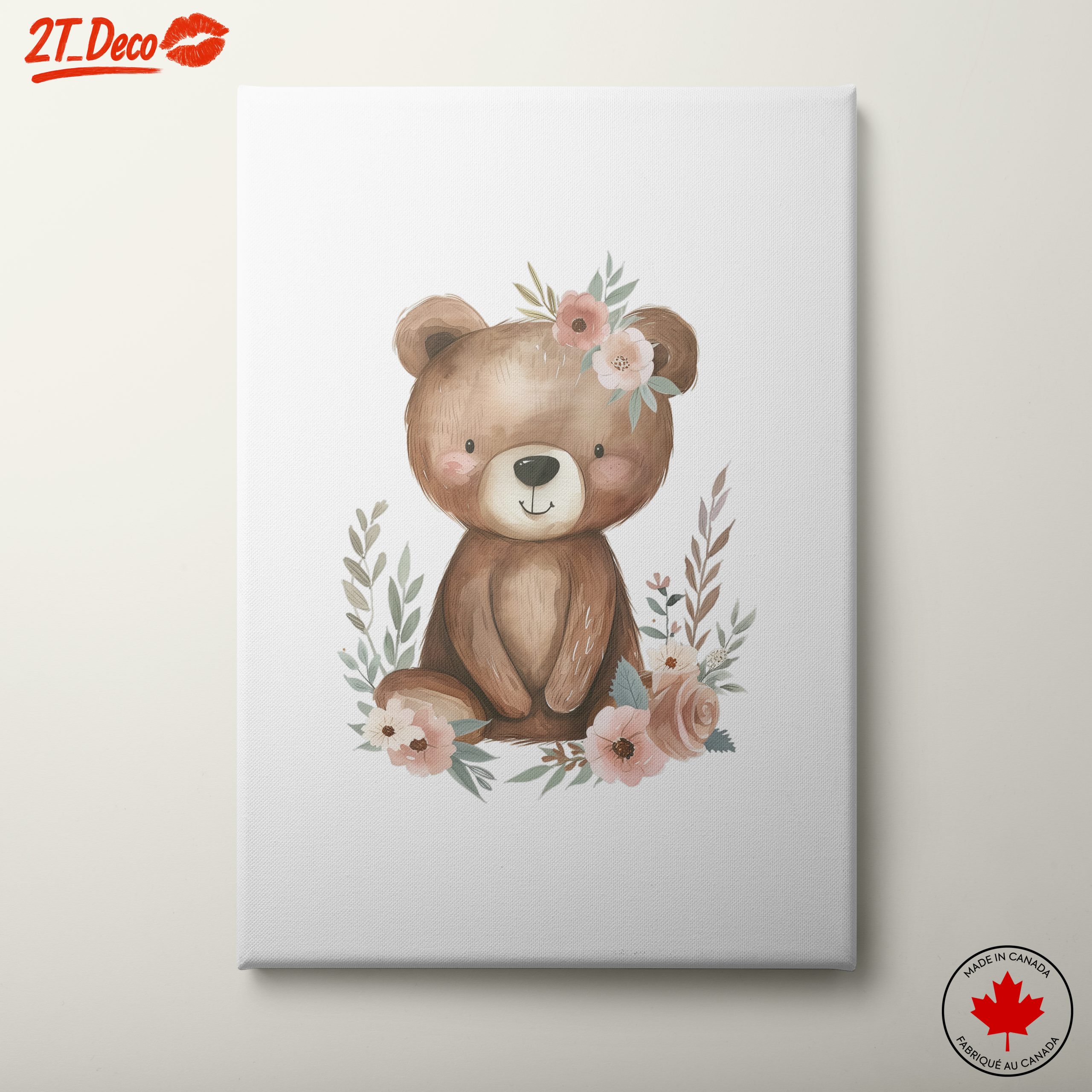 Charming Bear Surrounded by Flowers