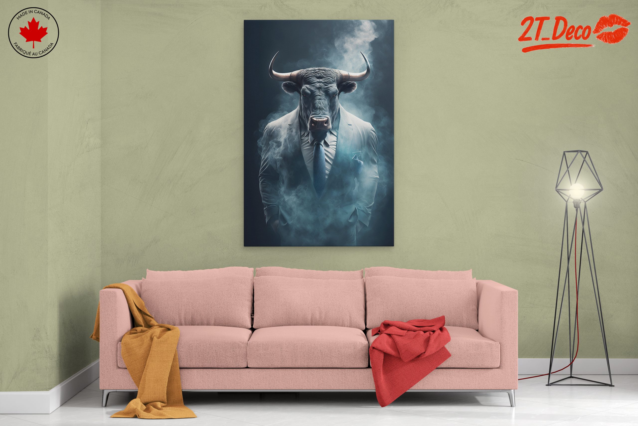 Bull in Suit with Smoky Background - Image 2
