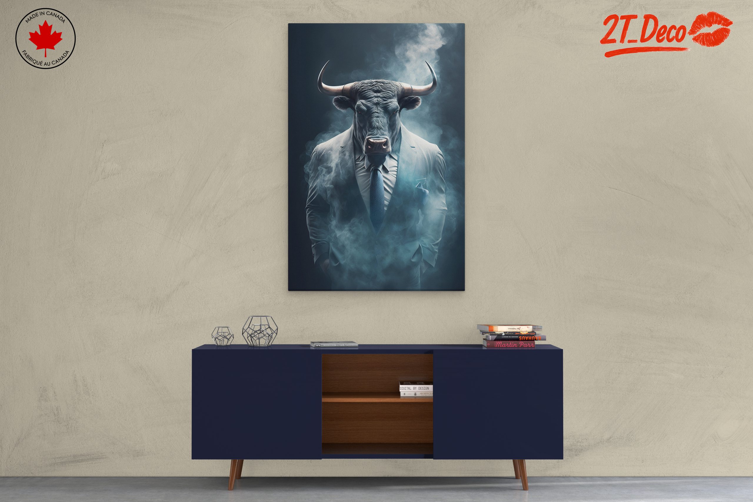 Bull in Suit with Smoky Background - Image 3