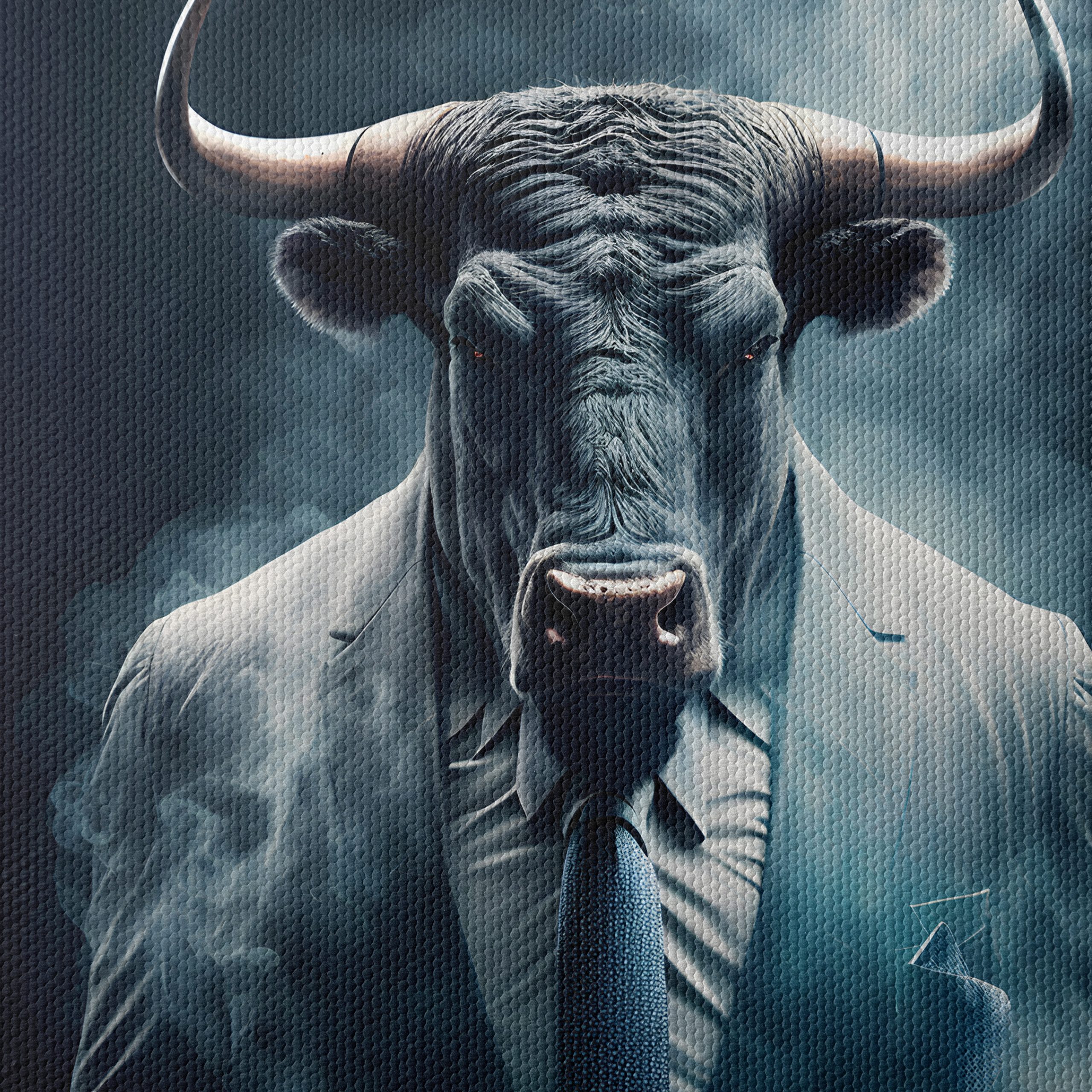 Bull in Suit with Smoky Background - Image 4