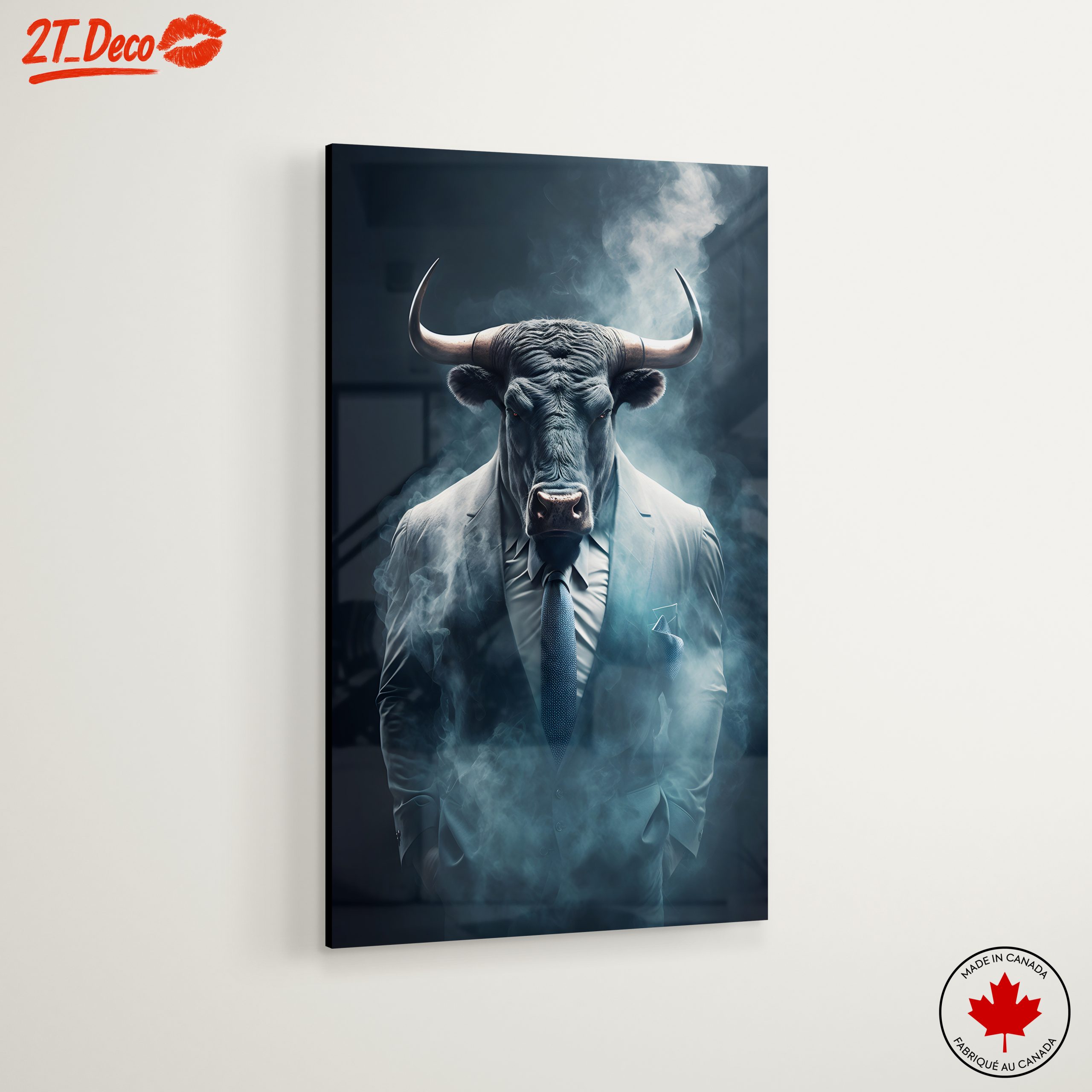Bull in Suit with Smoky Background - Image 6