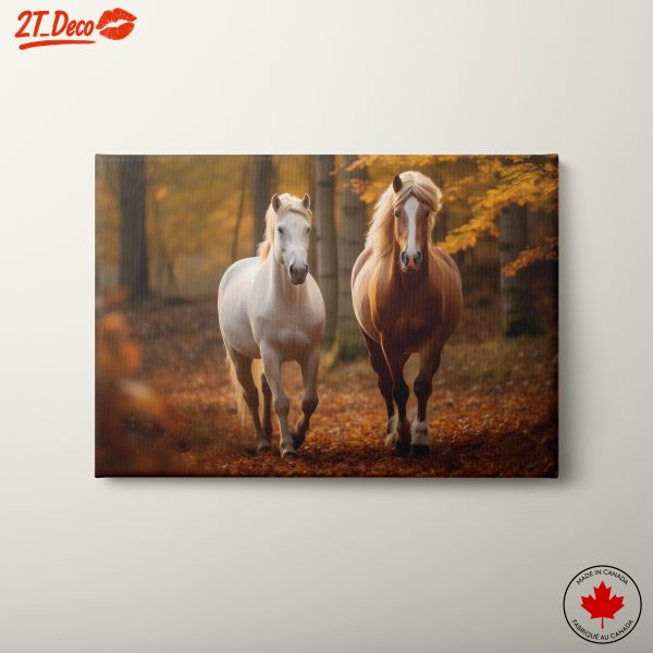 Elegant Horses in Autumn Forest