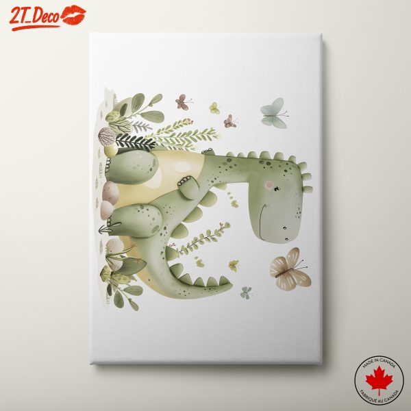 Whimsical Dinosaur and Butterflies Artwork