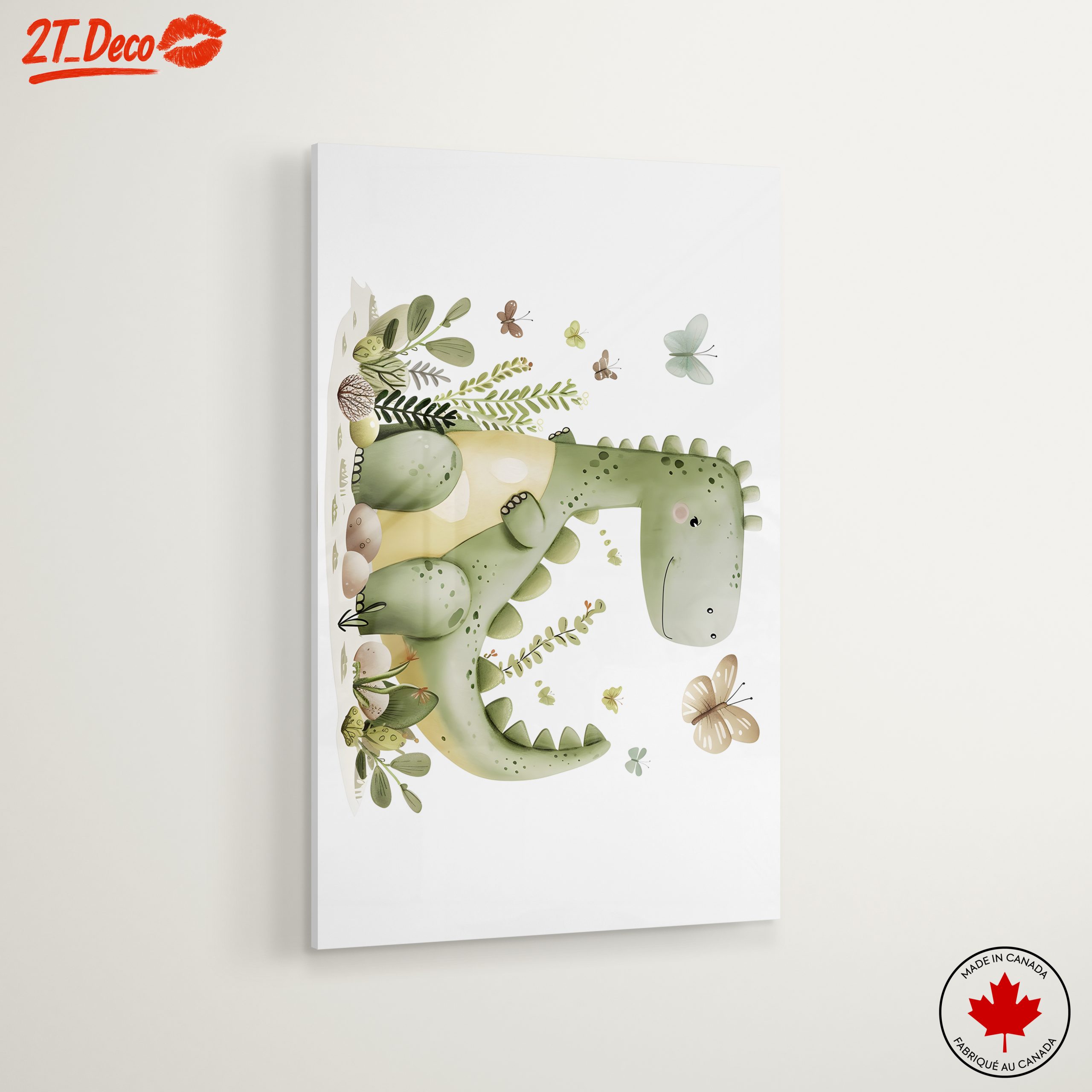 Whimsical Dinosaur and Butterflies Artwork - Image 6