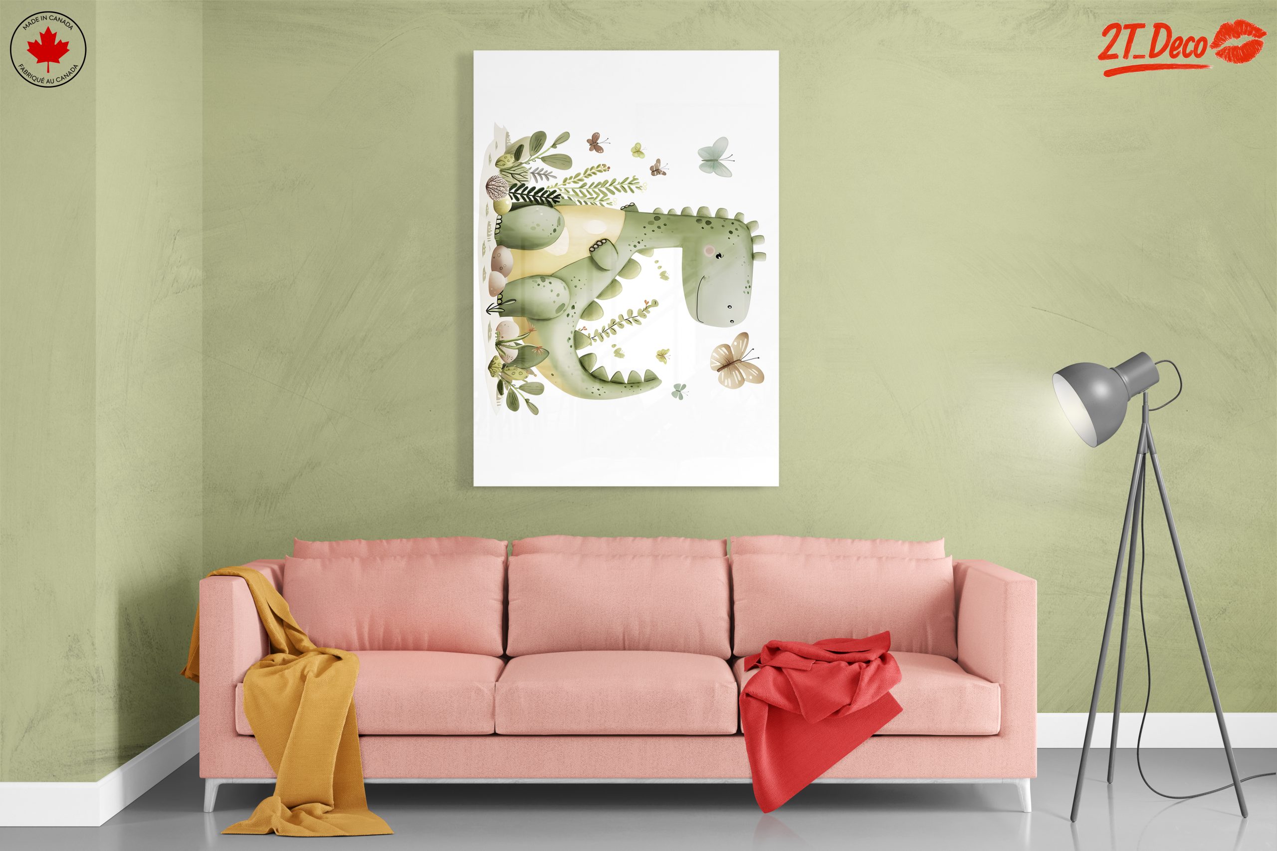Whimsical Dinosaur and Butterflies Artwork - Image 7
