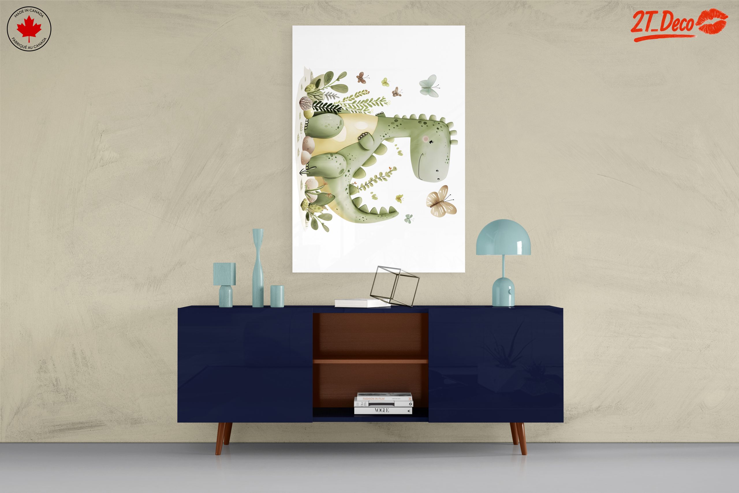 Whimsical Dinosaur and Butterflies Artwork - Image 8