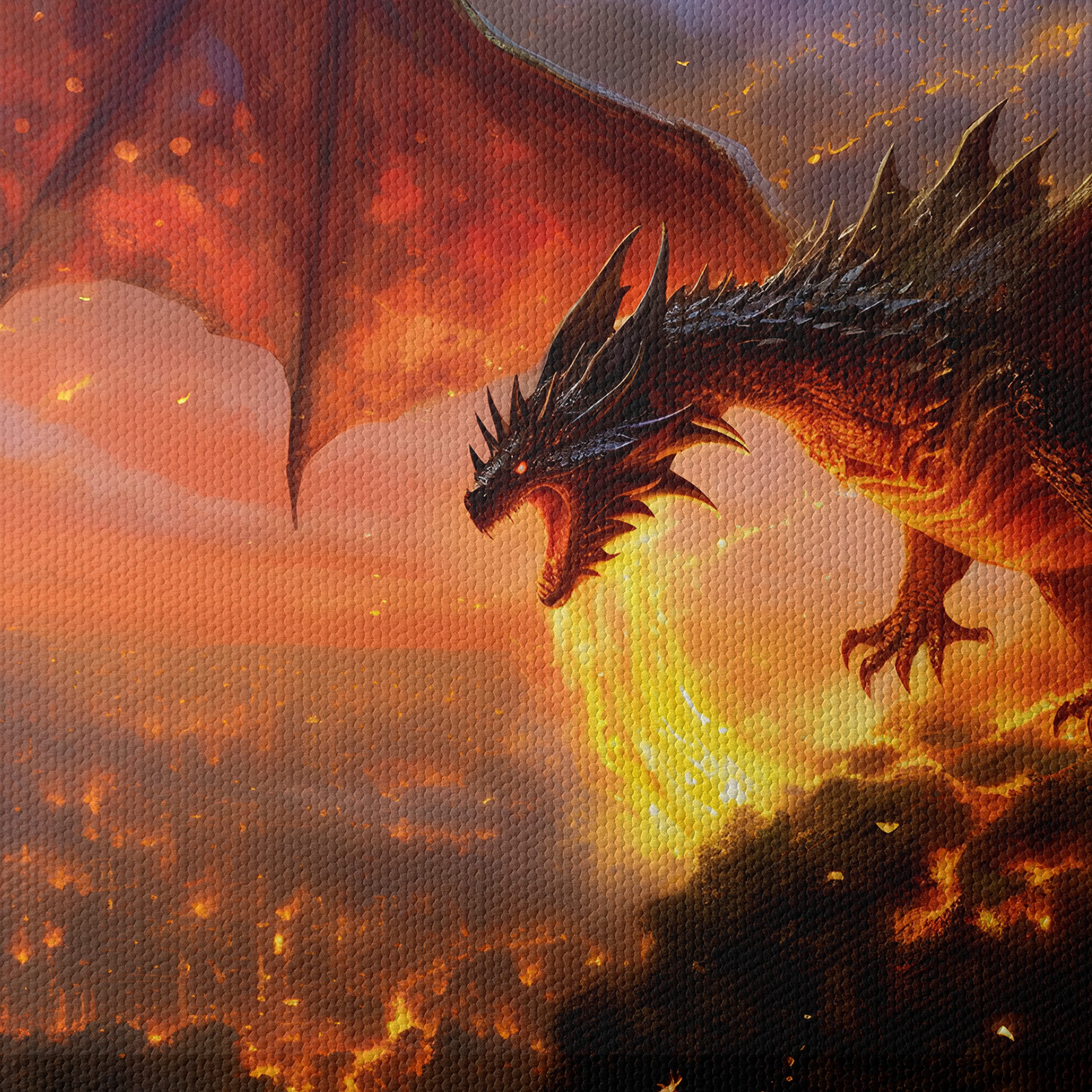 Majestic Dragon Breathing Fire Against Sunset - Image 4