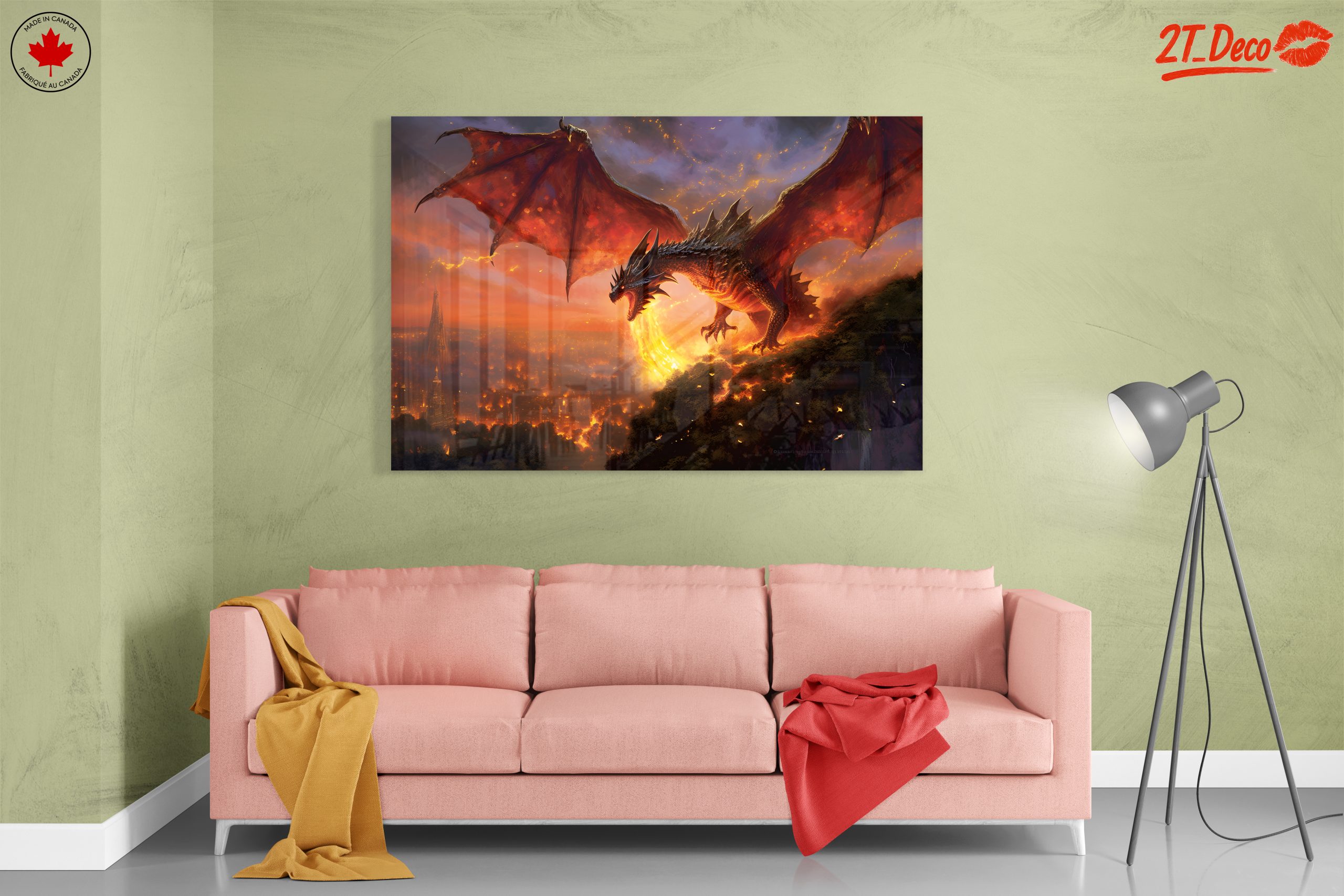 Majestic Dragon Breathing Fire Against Sunset - Image 7