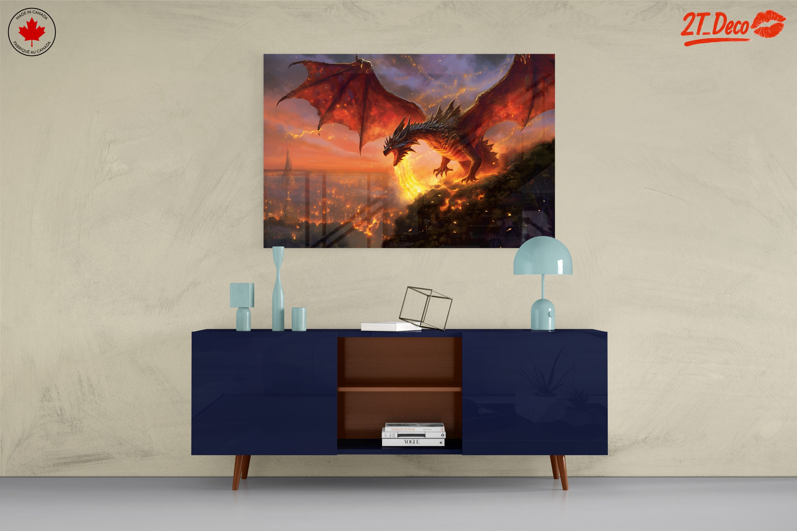 Majestic Dragon Breathing Fire Against Sunset - Image 8
