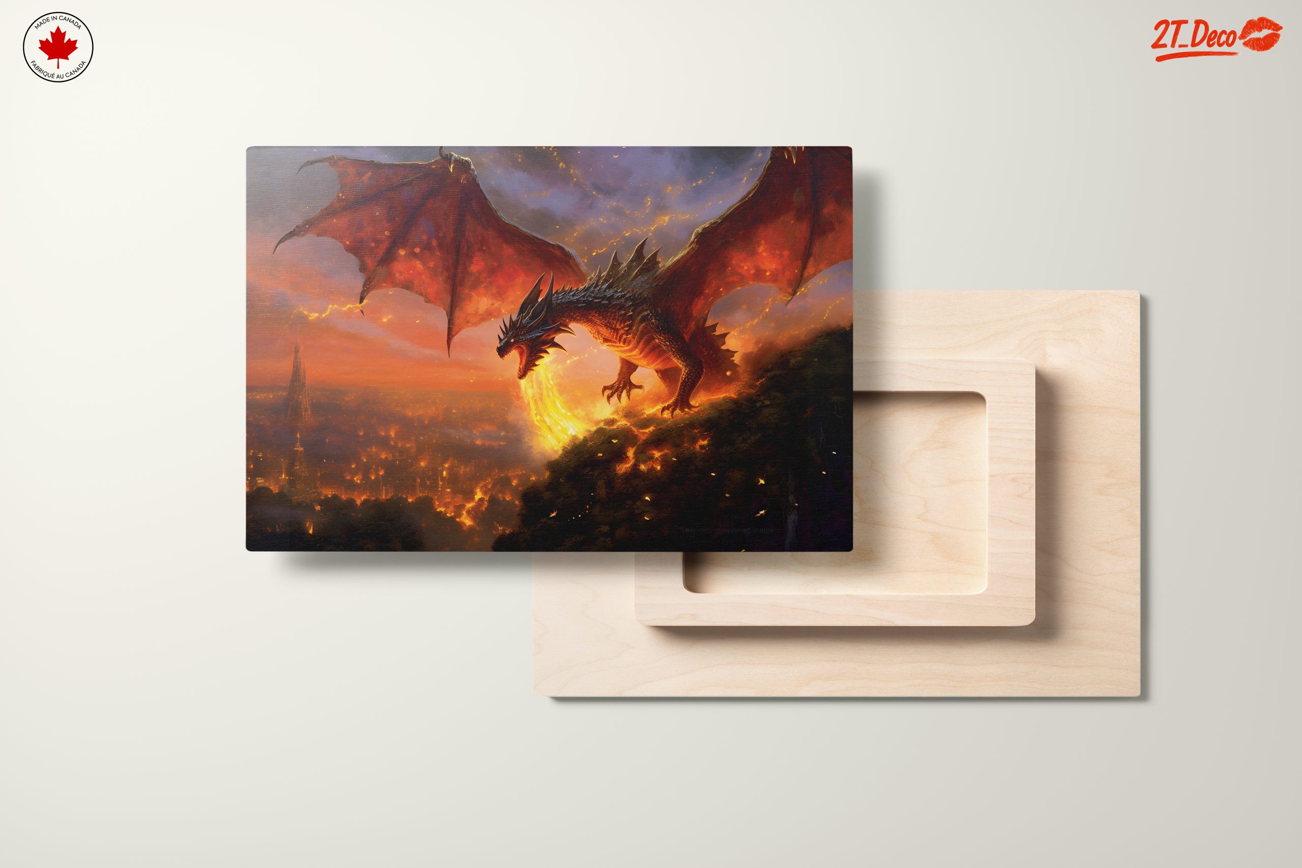 Majestic Dragon Breathing Fire Against Sunset - Image 11