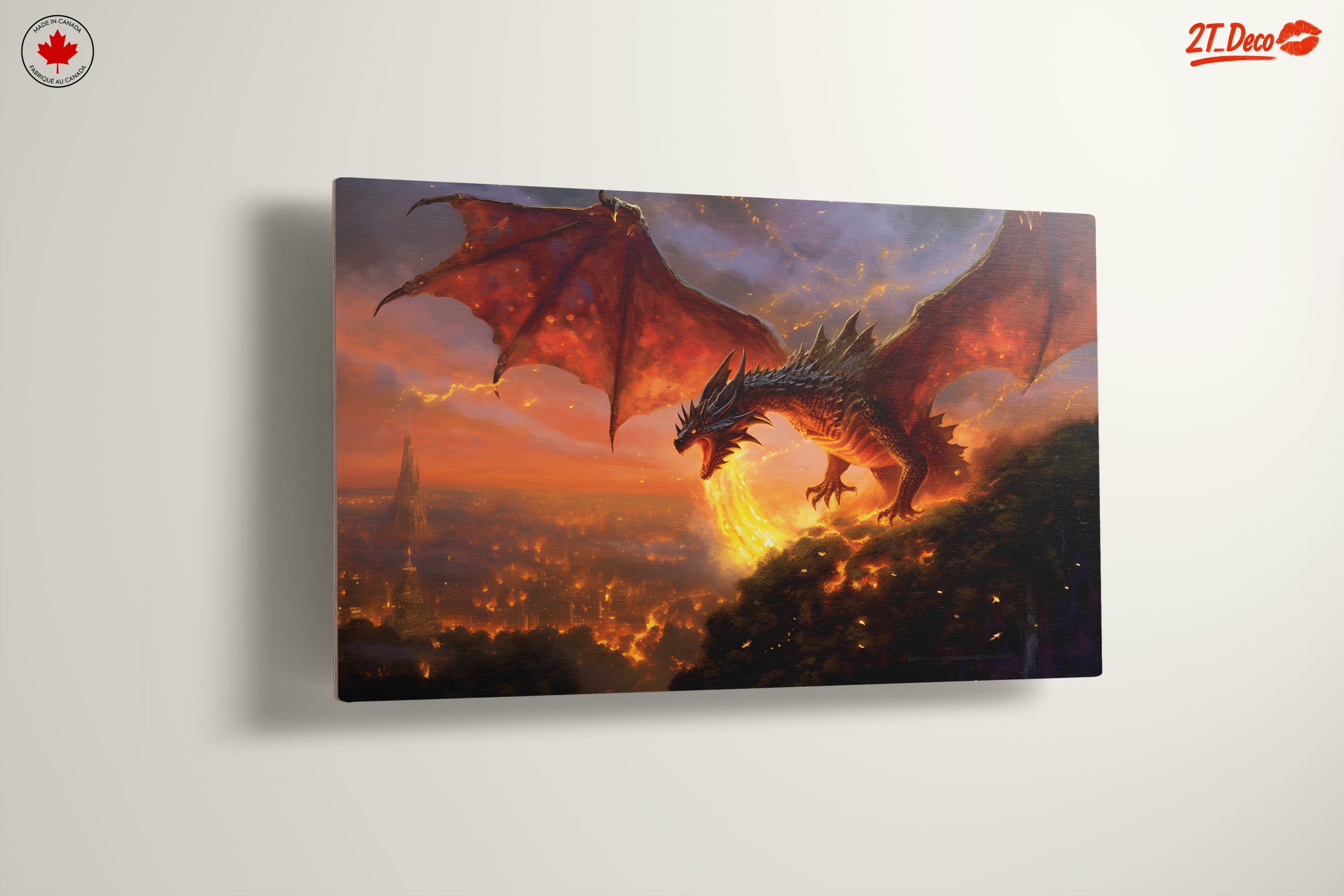 Majestic Dragon Breathing Fire Against Sunset - Image 13