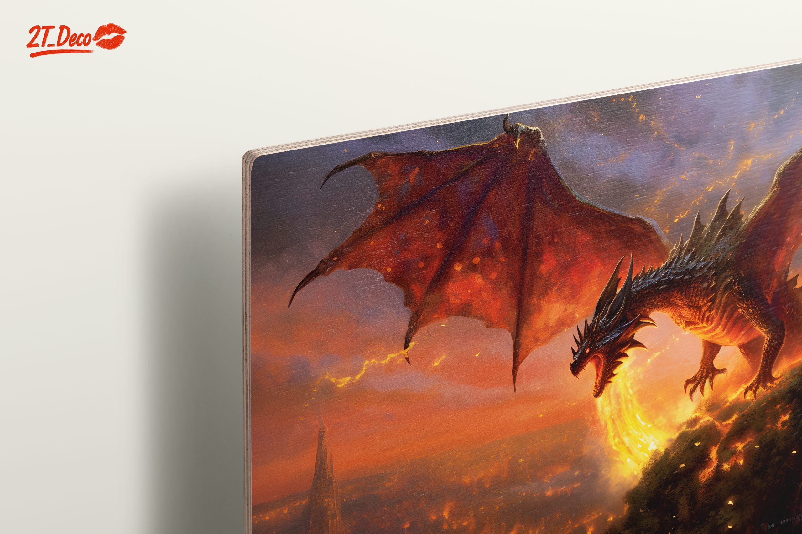 Majestic Dragon Breathing Fire Against Sunset - Image 15