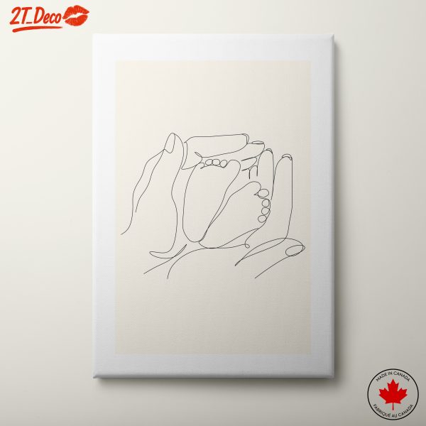 Stylized Motherly Hands Cradling Baby Feet