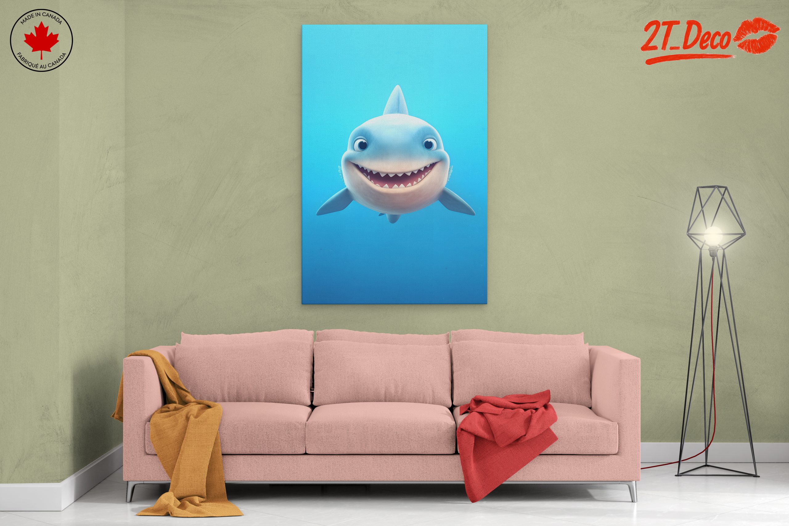 Cute Smiling Shark Underwater Art - Image 2