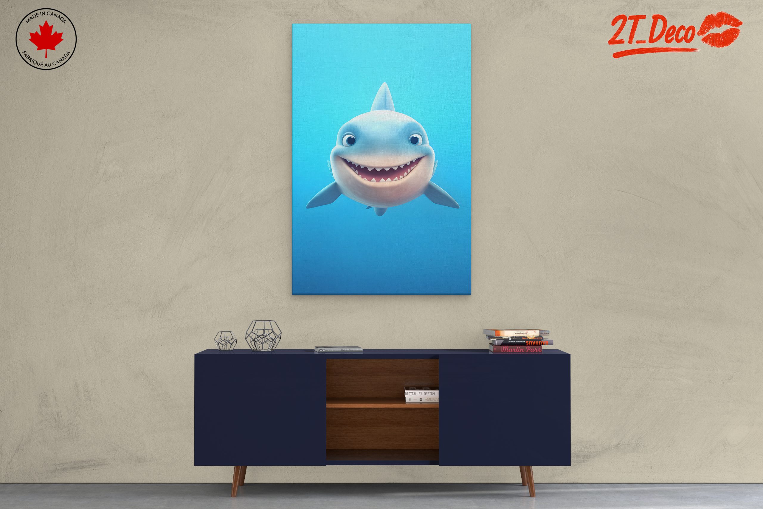 Cute Smiling Shark Underwater Art - Image 3