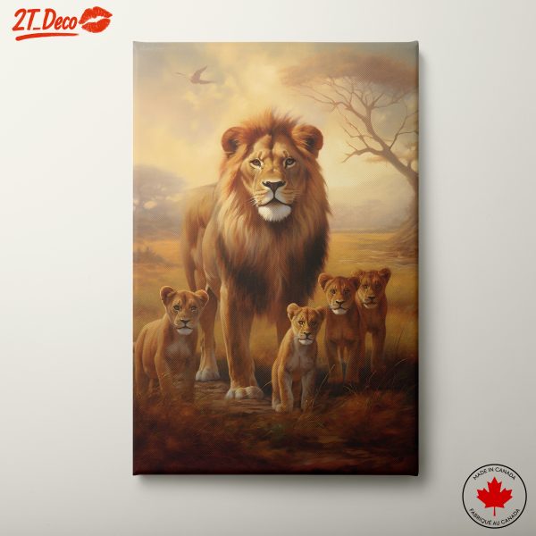 Majestic Lion and Cub Family Artwork