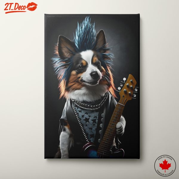Rock Star Dog Playing Guitar