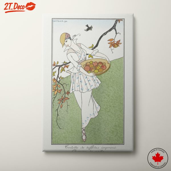 Stylized Woman with Fruit Basket