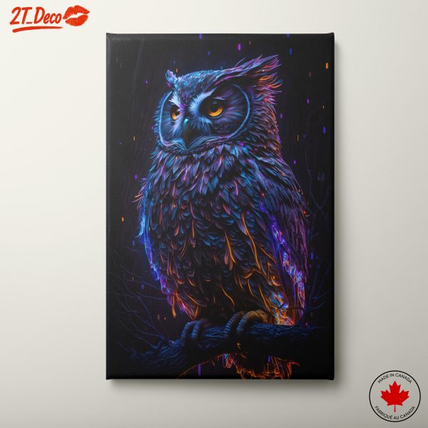 Vibrant Owl Artwork with Neon Highlights