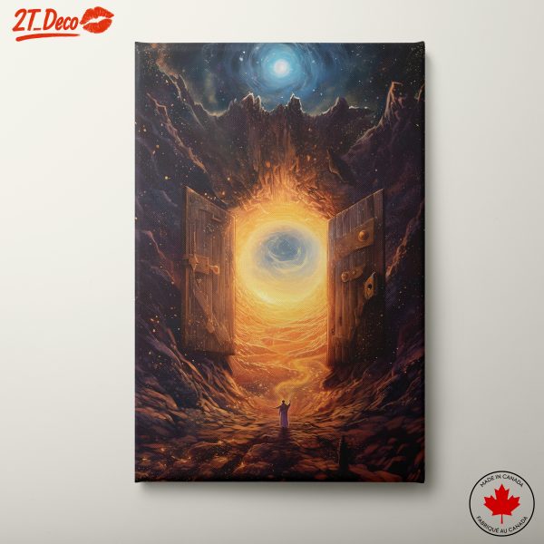 Cosmic Fantasy Landscape with Opening Doors